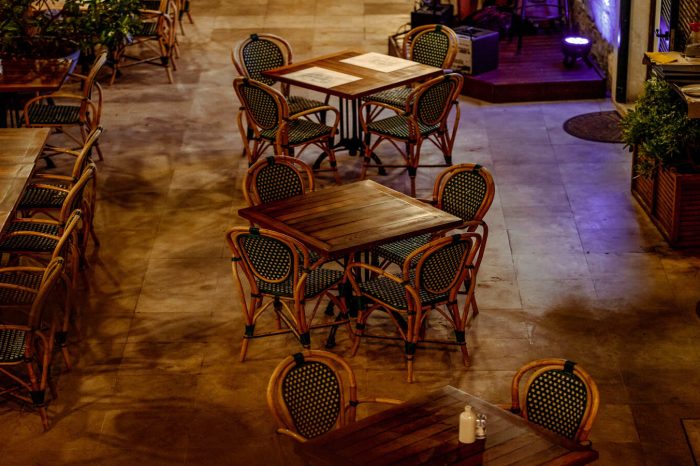 Simfonija uređenja terase restorana sa modernim namještajem